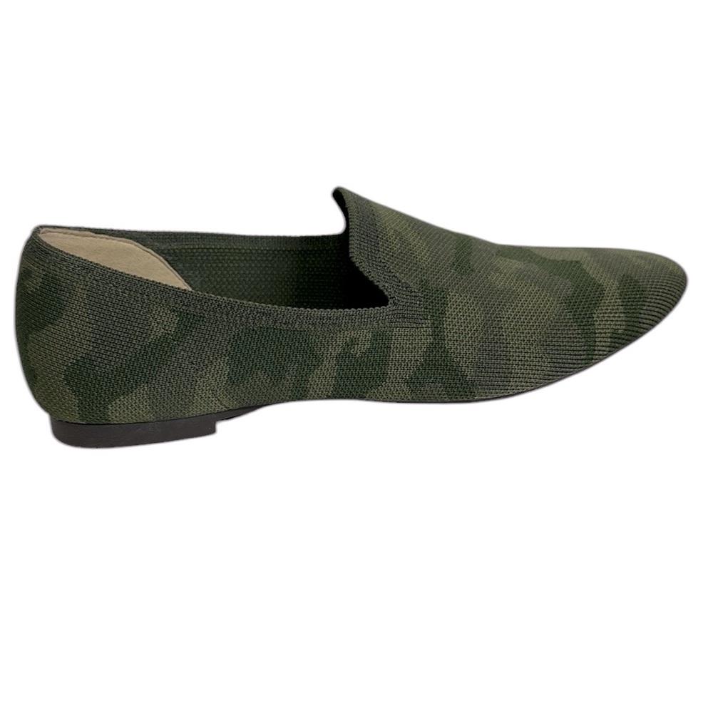 ANTONIO MELANI Green Camouflage Knit Pointed Toe Loafers
